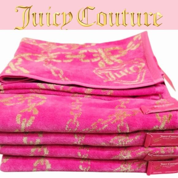 Juicy Couture Home Juicy Logo Heart Locket On Chains Bath & Hand Towel Set - Picture 1 of 10